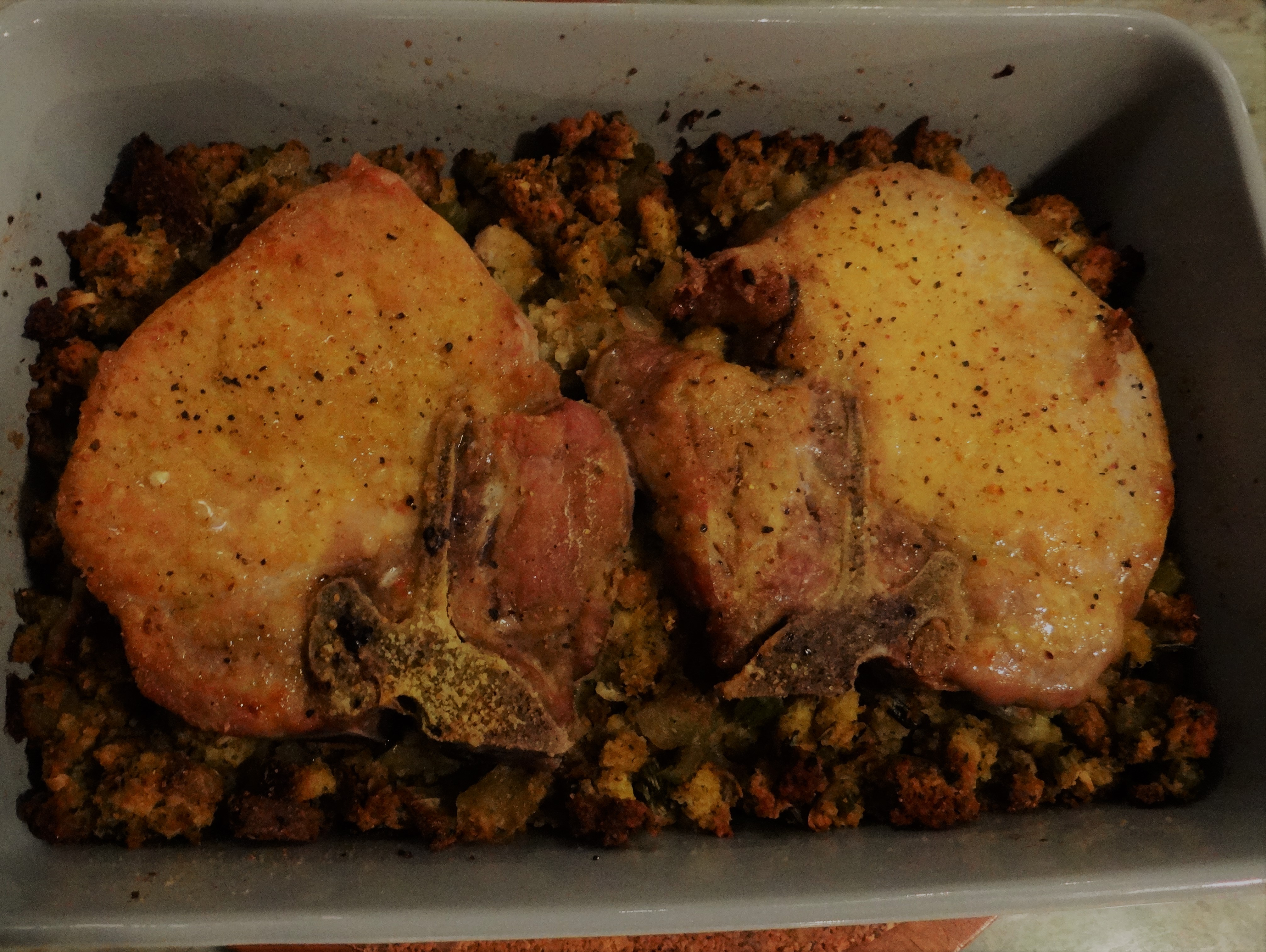 Baked Pork Chops with Stuffing